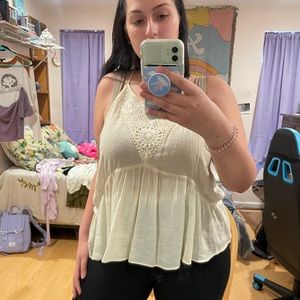 American Eagle Outfitters Cream Summer Blouse